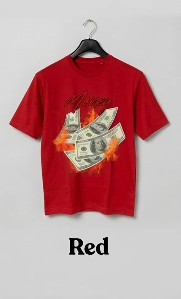 Money Flame Streetwear Graphic T-Shirt – Red / Unisex