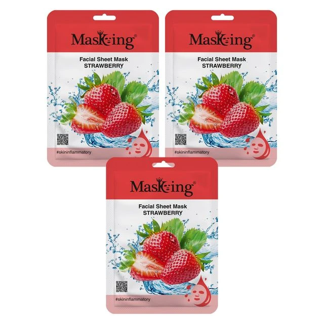 MasKing Beauty Facial Sheet Mask Strawberry,Combo Pack Of 3