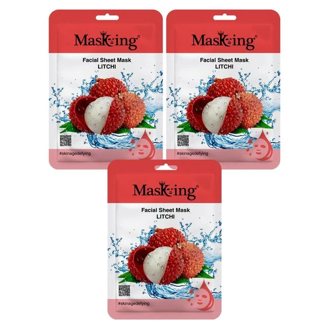 MasKing Beauty Facial Sheet Mask Litchi,Combo Pack Of 3