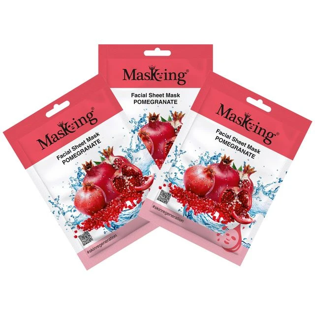 MasKing Beauty Facial Sheet Mask Pomegranate,Combo Pack Of 3