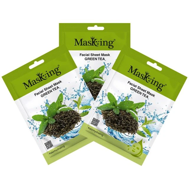 MasKing Beauty Facial Sheet Mask Green Tea,Combo Pack Of 3