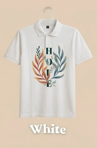 HOPE Leaf Graphic Polo T-Shirt – Black