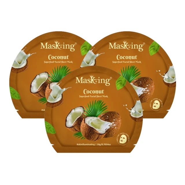 MasKing Superfood Coconut Facial Sheet Mask for Skin Brightening & Hydrating, Combo Pack Of 3