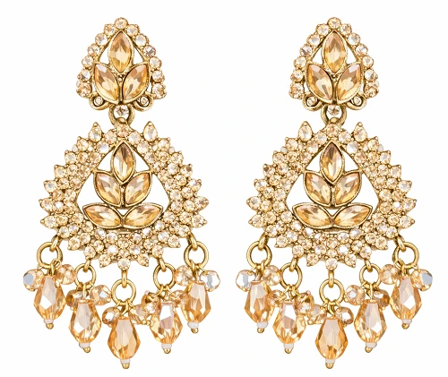 Leaf Gold Plated Earrings - Festive Wedding Look