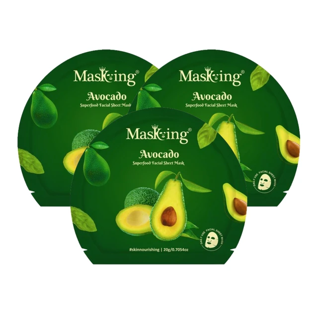 MasKing Superfood Avocado Facial Sheet Mask for Skin Brightening & Hydrating, Combo Pack Of 3