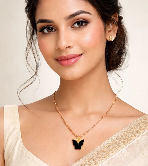 Stylish Gold Plated Pendant Necklace | Party Wear Ethnic Jewellery
