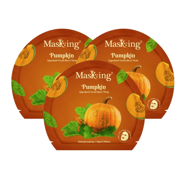 MasKing Superfood Pumpkin Facial Sheet Mask for Skin Brightening & Hydrating, Combo Pack Of 3