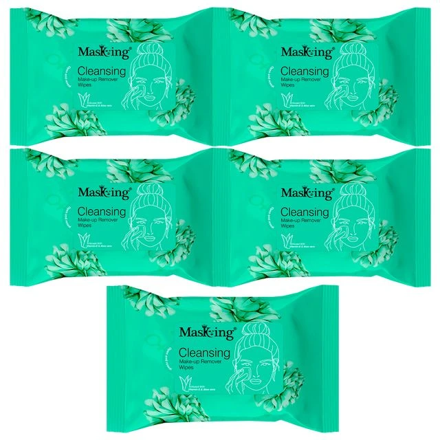 Masking Cleansing Daily Use Wipes, Infused With Vitamin-E and Aloe vera, Pack of 5