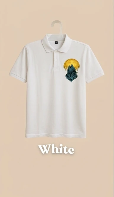 Black Moon Wolf Polo T-Shirt
