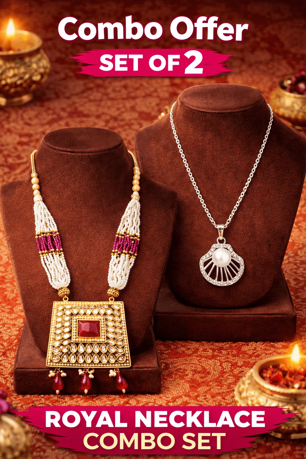Royal Stylish Necklace Combo Set for Women (Pack of 2) Latest Party & Daily Wear Jewellery