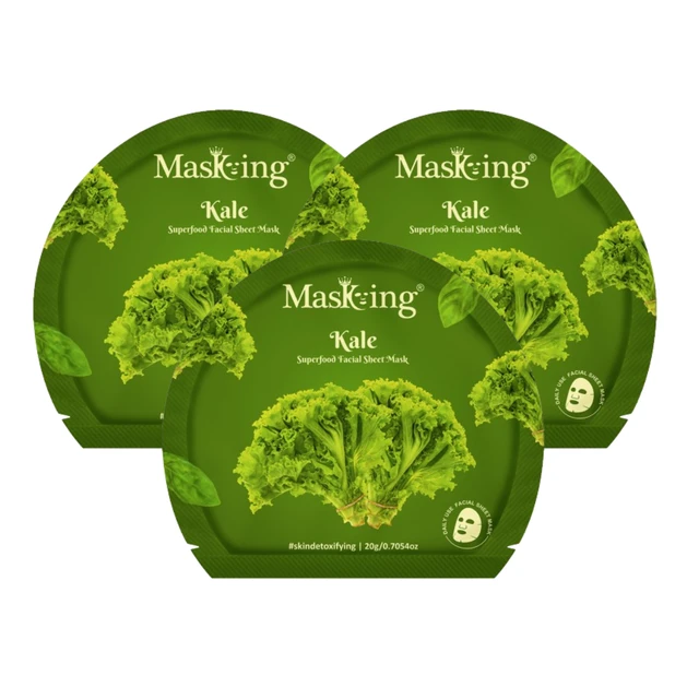 MasKing Superfood Kale Facial Sheet Mask for Skin Brightening & Hydrating, Combo Pack Of 3