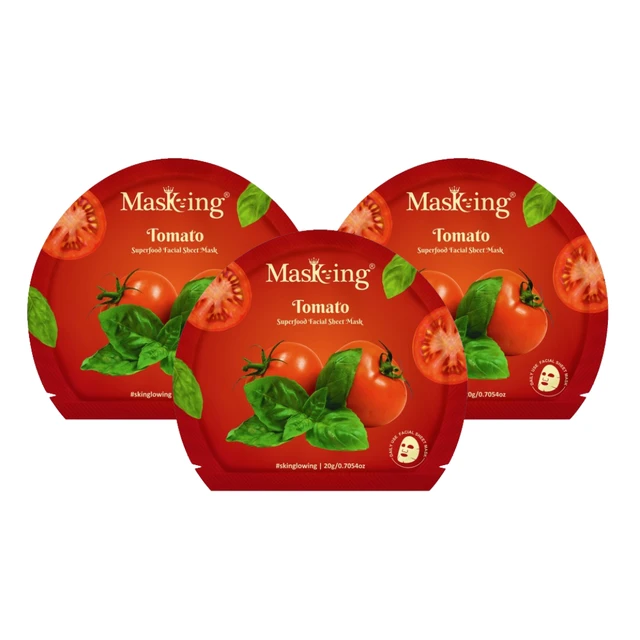 MasKing Superfood Tomato Facial Sheet Mask for Skin Brightening & Hydrating,Combo Pack Of 3