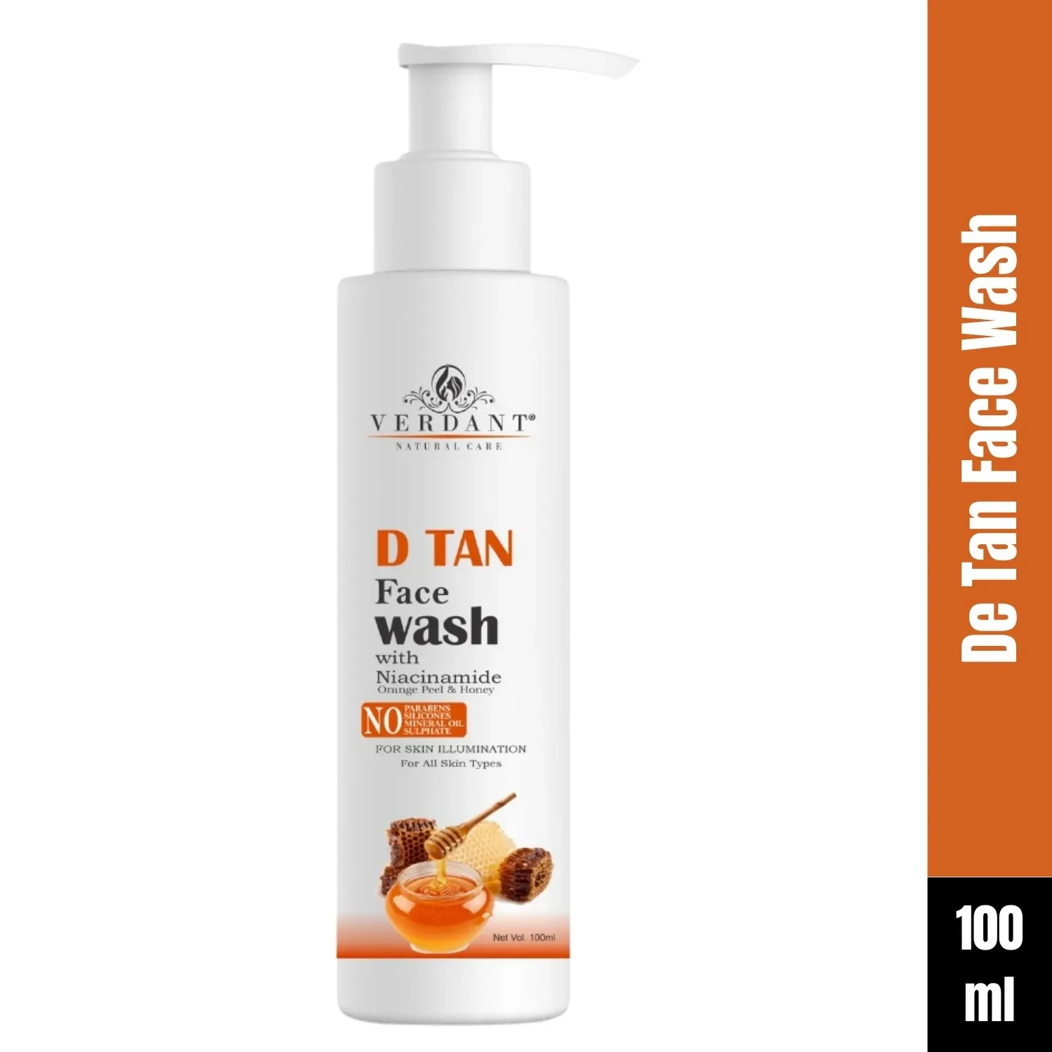 Verdant Natural Care De Tan face wash | D Tan face wash | Tan Removal face wash | Anti-Tan Face Wash (100 ml)