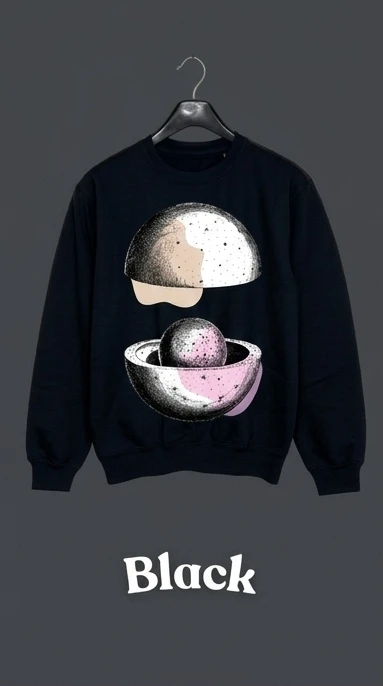 Black Planet Graphic Sweatshirt – Trendy Space Print Unisex Sweatshirt