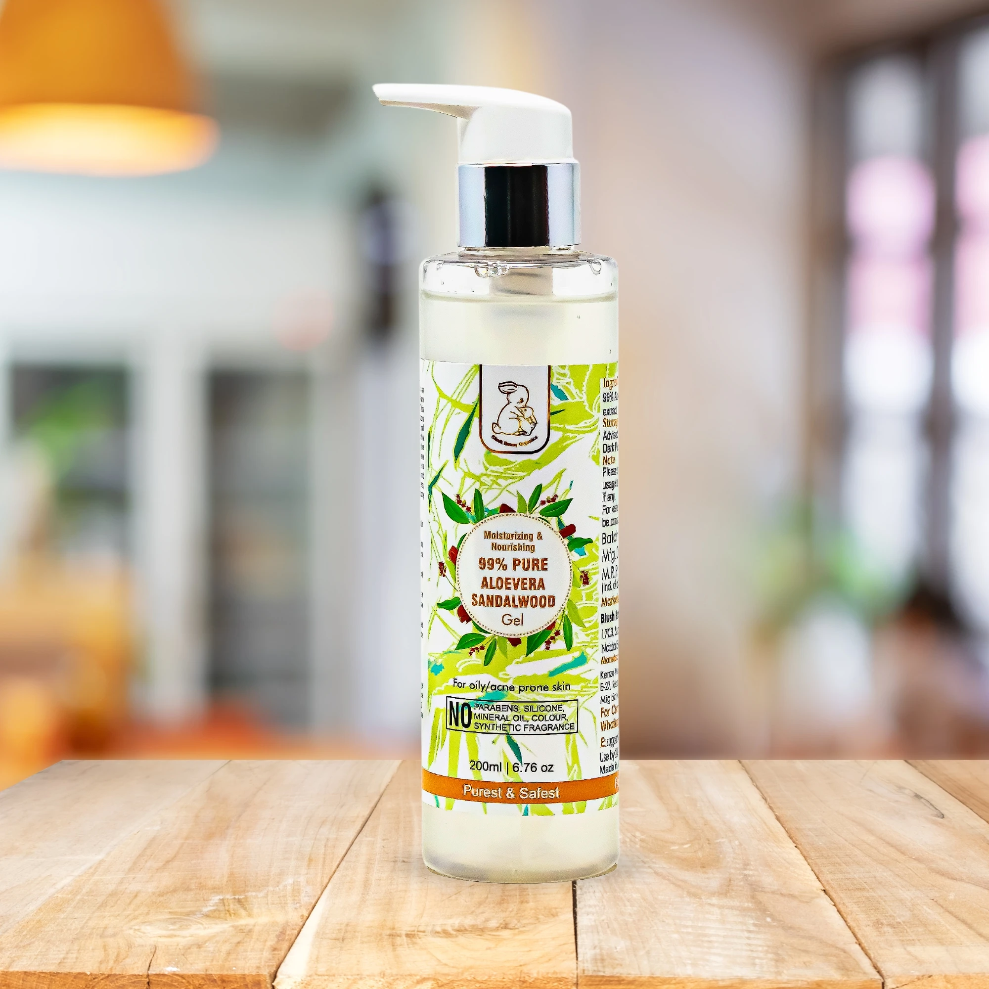 BBO 99% Pure Aloe Vera Sandalwood Gel | Oily & Acne Prone Skin (200 gm)
