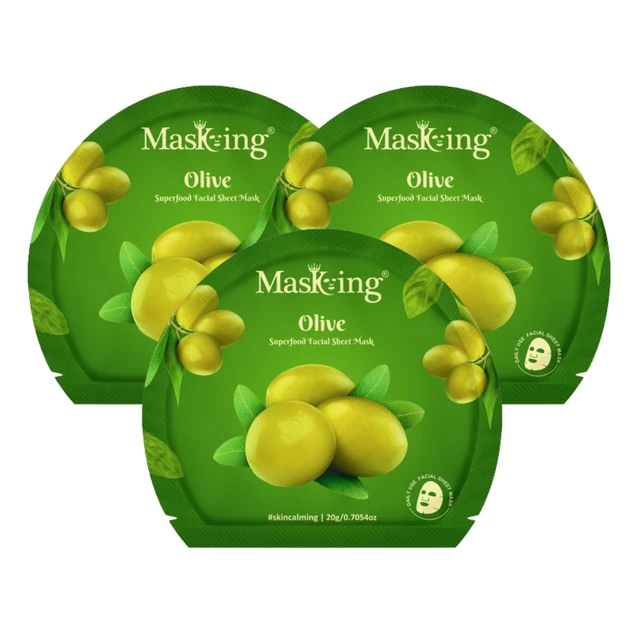 MasKing Superfood Olive Facial Sheet Mask for Skin Brightening & Hydrating, Combo Pack Of 3