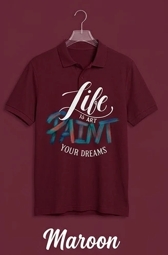 “Life is Art – Paint Your Dreams” Polo T-Shirt - Maroon