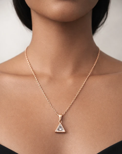 Silver Triangle Pendant – Stylish Love Gift for Women