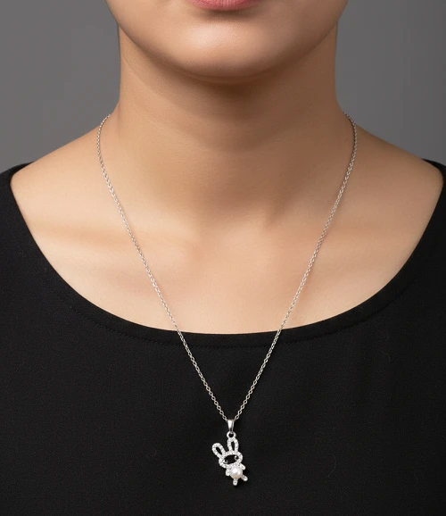 Cute Silver Bunny Pendant Necklace – Lovely Gift for Girls and Women