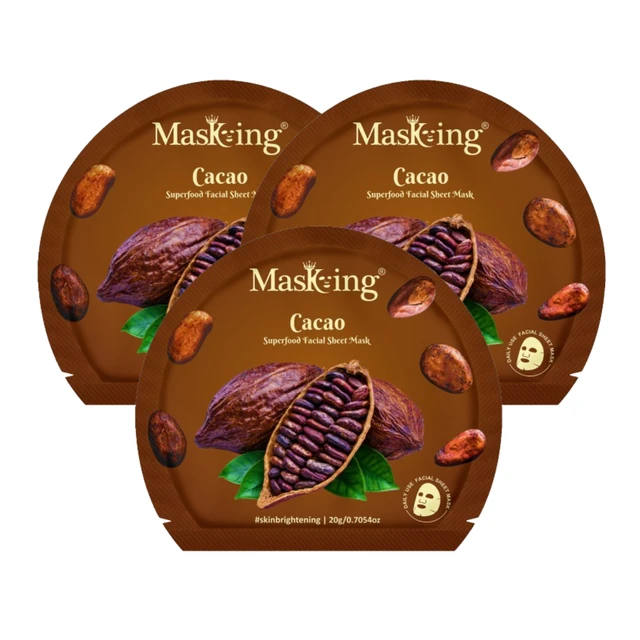 MasKing Superfood Cacao Facial Sheet Mask for Skin Brightening & Hydrating, Combo Pack Of 3