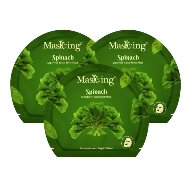 MasKing Superfood Spinach Facial Sheet Mask for Skin Brightening & Hydrating, Combo Pack Of 3