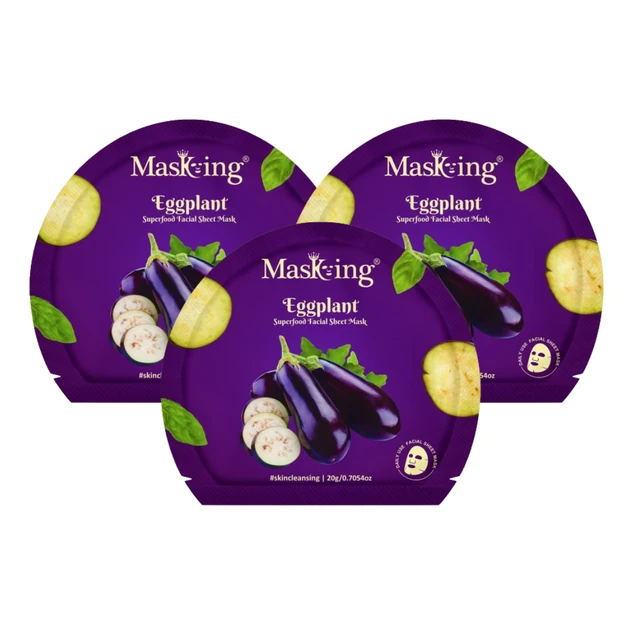 MasKing Superfood Eggplant Facial Sheet Mask for Skin Brightening & Hydrating, Combo Pack Of 3